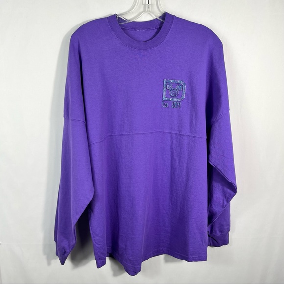 Disney Parks x Spirit Jersey Potion Purple Oversized Glitter Spellout Shirt NWT - Picture 6 of 6